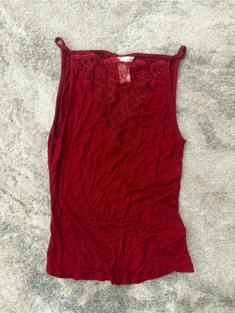 H&M Red Tank Top with Lace Trim